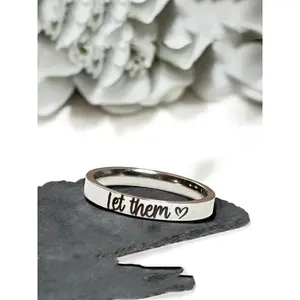 Minimalist Fashion Let Them Ring for Women Silvery Ring Encouragement Gift, Self Care, , Motivational Jewelry, Inspirational Trauma Ring, Gift for Her Suitable for Both Men and Women