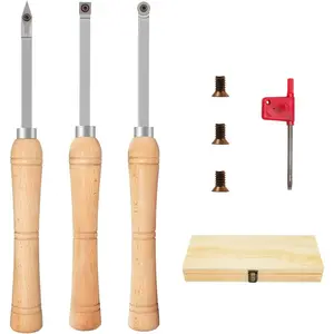 Carbide Tip Wood Lathe Turning Tools,MINI-SIZE WOOD TURNING TOOLS FOR LATHE SET(Beech handle)