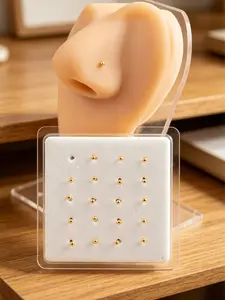 20pcs Nose Studs, Simple Fashion Style, Piercing Nose Rings for Men and Women, High-End Personalized Cool Nose Jewelry