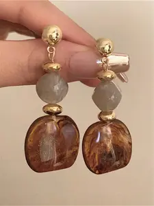Vintage Asymmetrical Tie Dye Acrylic Long Pendant Earrings for Women, European & American Style, Perfect for Parties, Weddings, Daily Wear,  Holiday, Date, Gift