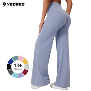 YEOREO High Waist Straight Leg Leggings Women No Front Seam Workout Yoga Pant Seamless Gym Wear flattering Confort Able Pants Activewear Bottoms Sweatpants Greenish