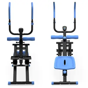 55.12x15.75x49.60 Inch Blue 2-in-1 Stepper & Ab Trainer, Q235 Steel Heavy-Duty Frame, 300LBS Capacity, Silent Smooth Roller, Adjustable Intensity Compact Home Gym Full Body Workout Machine