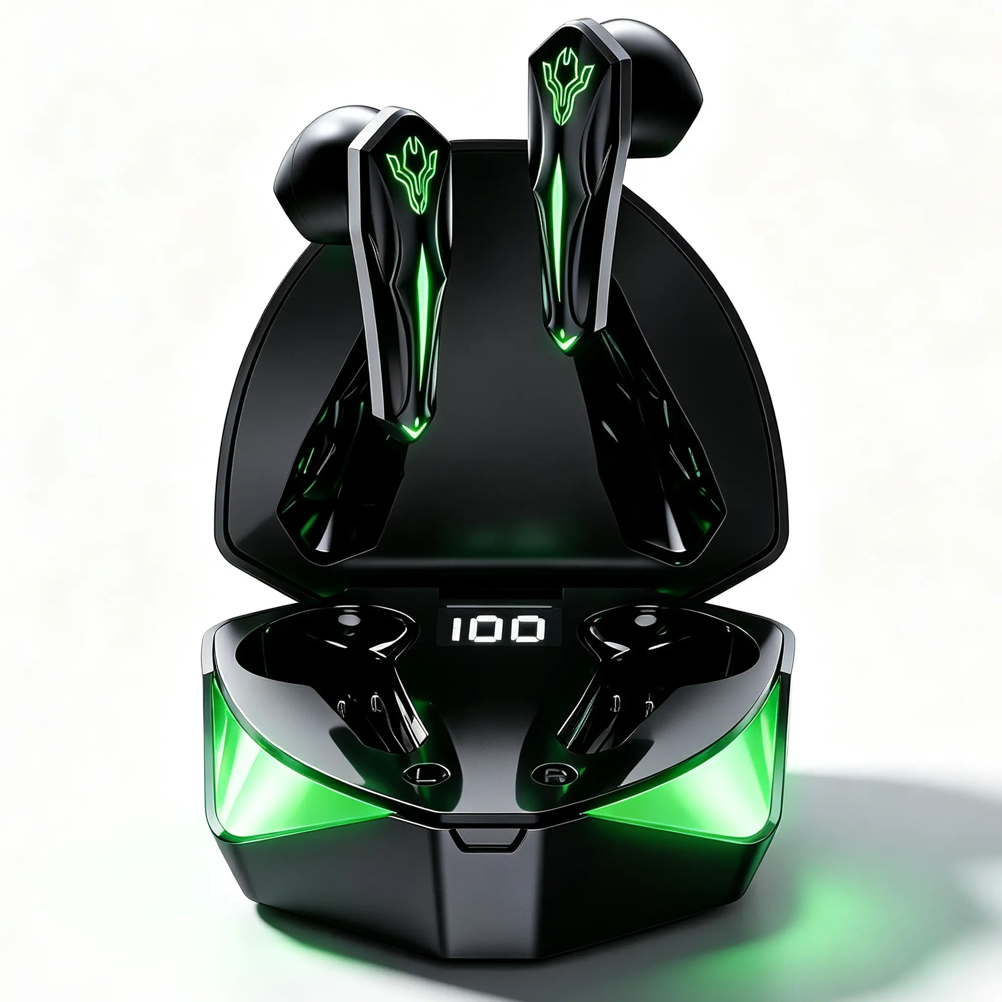 Wireless earbuds, in-ear gaming headphones, wireless Bluetooth headphones, noise cancelling headphone，Extended battery life, crystal-clear sound quality, comfortable to wear, comes with an LED digital display charging case, ideal for gaming and office use