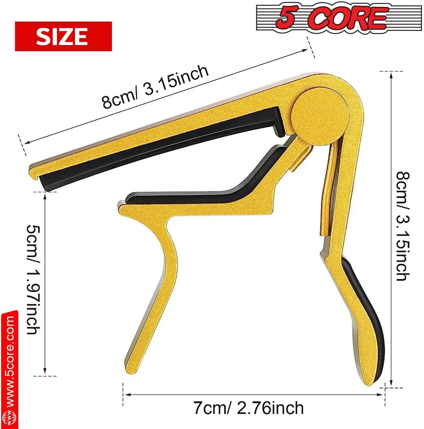 5 Core Guitar Capo for Acoustic & Electric Guitar Quick Change Kapo for 6 String Banjo Mandolin & Ukulele Fast Clip On - CAPO GLD