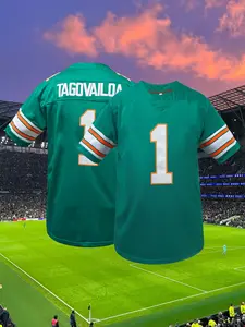 Embroidered Miami Football Jersey Men Women Number 10/13/1 Breathable Short Sleeve V Neck Streetwear Casual Sports Shirt