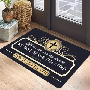 Christian Letter Pattern Door Mat Non-slip Floor Home Decorative Rug Machine Washable Carpet for Living Room Bedroom Spiritual Message Home Decor