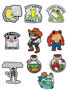 10-Piece Mood Frog Lapel Pin Set, Cute Animal Cartoon Durable Metal Pins with Safety Clasp, Funny Accessories for Teens Students, Backpack Jacket Decor Gift