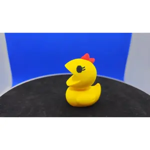 Retro Arcade Mrs. Pacman Duck Figurine, Yellow PLA Mini Duck Toy