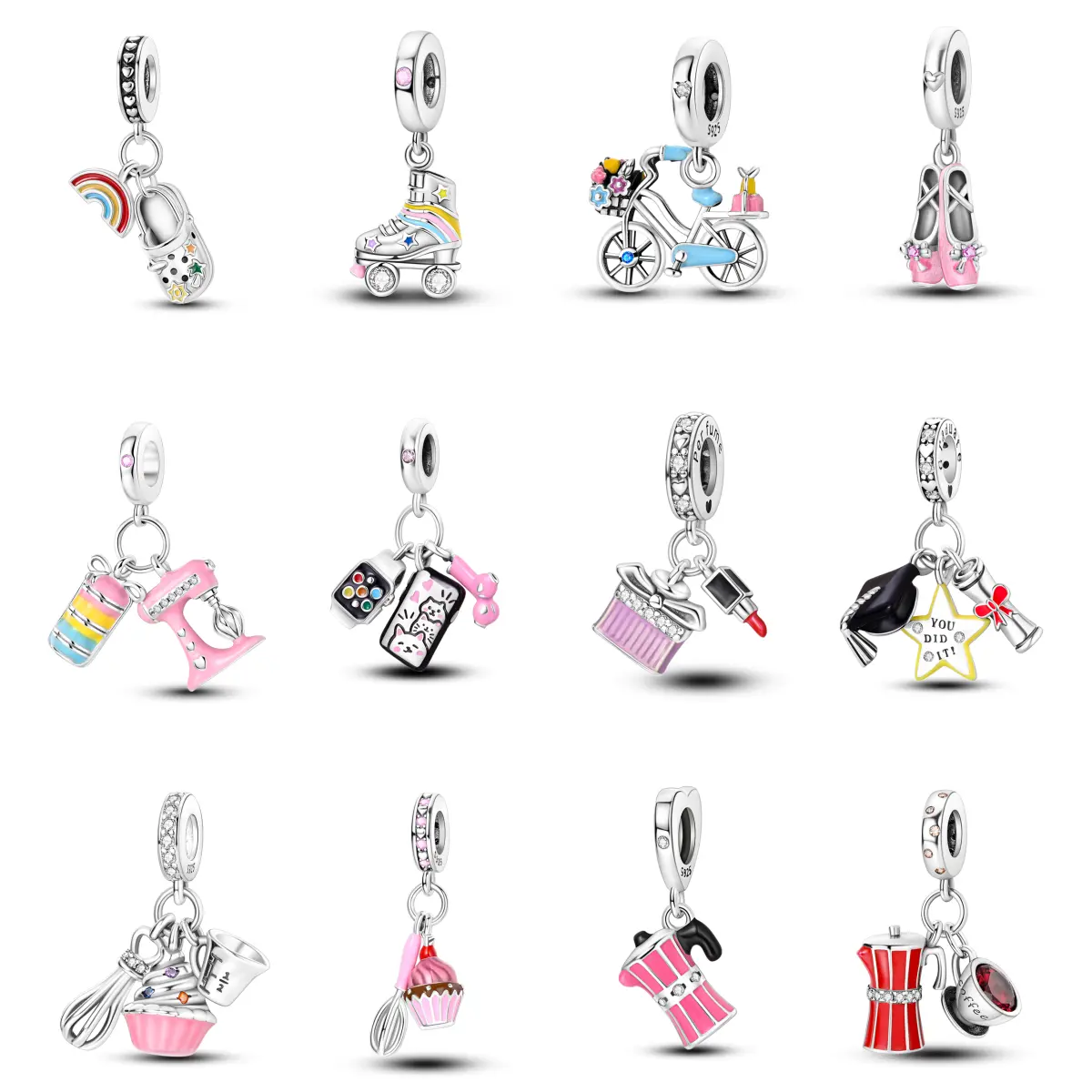MULA Humanistic Life Series 2 - 925 Silver-plated Original Pendant Women's Bracelet Necklace Jewelry, Exquisite Life Element Beads Fit All Pandora Bracelets and Necklaces, Unique Gift for Women and Girls, Pendant Chain, Exquisite Trendy Pendant