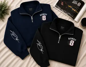 Kyle B  Embroidered Quarter Zip Sweatshirt,  Racing Fan Gift Pullover, Custom Signature Sleeve Unisex Crewneck