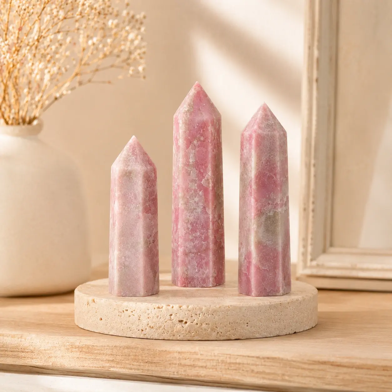 Natural Pink Opal Crystal Tower - Premium Healing Energy Point (1 Pc)