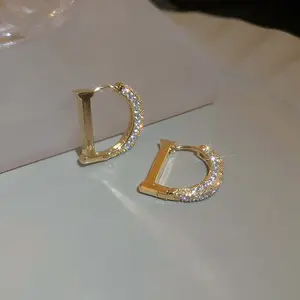 D-Shaped Zircon Earrings for Women and Men, Minimalist Stylish Jewelry for Everyday Wear, Party, and Personalized Anniversary Gifts