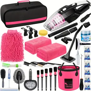 COFSODI 41pcs Car Cleaning Kit,Car Detailing Kit with High Power Handheld Vacuum, Detailing Brush Set, Windshield Cleaner, Cleaning Gel,Microfiber Towels, and Storage Bag for Interior Car Cleaning