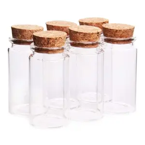 100ml Mini Glass Bottles, Mini Bottles, Jars with Wood Cork Stoppers, Wish Bottles, Message Bottles for Wedding Favors, Baby Shower Favors, DIY Craft 6 Pack