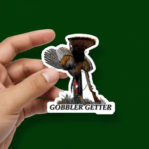 Gobbler Getter Die-Cut Vinyl Matte Finish Sticker, Turkey Hunting Decal, Wild Turkey Laptop Water Bottle Tumbler Sticker, And Other Places You Want.