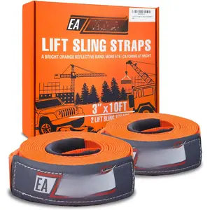 2Packs 3"x10Ft Super Sturdy Lift Sling Straps 25000 Lbs Breaking Load Capacity Heavy Duty Lifting Sling Moving Straps Tree Saver Crane Strap   Straps Tow Strap Pull Hoist Endless Strap