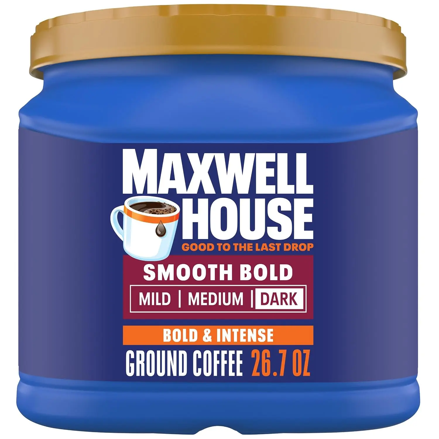 Maxwell House Ground Coffee, Smooth Bold Dark Roast, 26.7 oz Canister