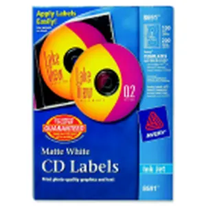 Avery CD-DVD Inkjet Printers Label, Matte White, Pack of 100