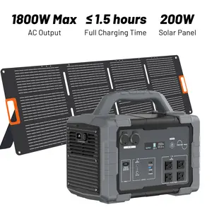 High-Capacity 1800W Portable Power Station with 200W folding solar panel 1.5-Hour Fast Charging 4x1800W AC 100W USB-C Output Home Backup Generator High-Efficiency Power Output Portable Inverter Multi-Port Charger with Warranty#TikTokShopBlackFriday