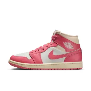 AIR JORDAN Women's Air Jordan 1 Mid "Guava Ice" Sneakers with Pink and White Design, Classic Style, and Comfortable Fit, Streetwear Shoes, Trainer Shoes