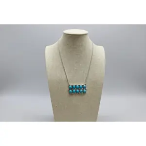 Western Rectangle Faux Turquoise Pendant Necklace - 18 inch turquoise necklace turquoise  jewelry
