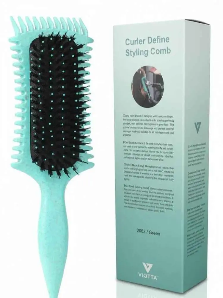 Candy Brush,Curly Hair Brush,Curl Defining Brush,Shaping and Defining Curls for Women Hair Brush for Combing and Shaping,Reduce Pulling and Curl Separation For Defined Curls(green)