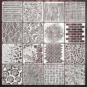 16pcs Reusable Textured Painting Stencils Creative Scrapbooking & Journal Decoration Kit