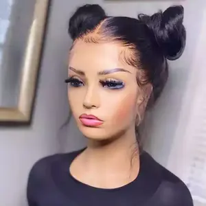 Bling Hair 12-34 Inch Straight Transparent Frontal Lace Wigs Human Hair Brazilian 360 Full Lace Front Wig For Black Women