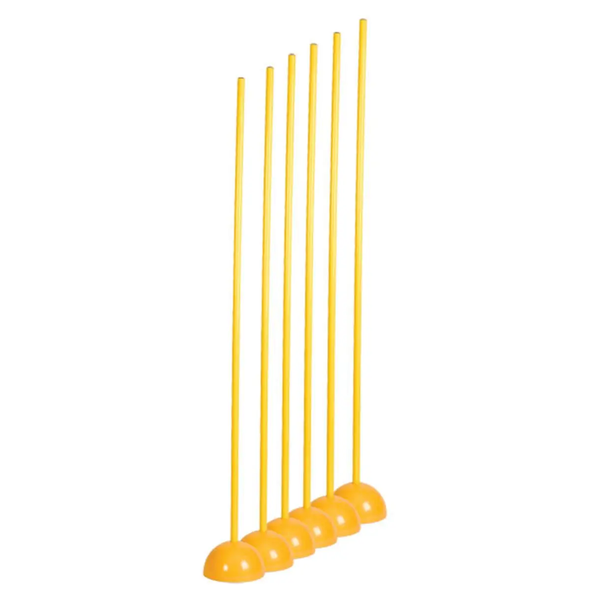 Champion Sports Plastic Coaching Sticks with Hollow Bases - Yellow, 6-Piece Set for Dog Fitness Enthusiasts to Train Like Pros, Indoor/Outdoor Obstacle Course Creation