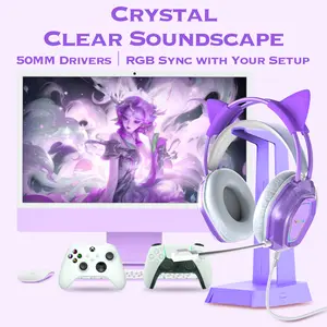 【 TOP PICK】Girls' Gaming Headset, Soft Earmuffs, with 7.1 Surround Sound, Lightweight Design,  with Microphone, Wired Gaming Headphones for PS, Xbox, PC, Perfect Christmas Gift for Women, Wife, Girlfriend, or Family