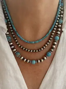 Set of 3 beaded necklaces for women – Layered necklaces, Boho fashion jewelry for both everyday wear and festive occasions.