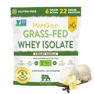 MariGold Grass-fed Whey Protein Isolate - Creamy Vanilla - 1LB - Cold-Processed, Micro-Filtered, Undenatured, Non-GMO, rBGH/Soy/Gluten/Lactose-Free