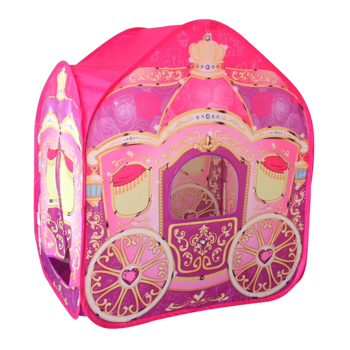 Princess Carriage Cinderella Wagon Pop-up Play Tent Girls Pretend Playhouse