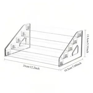 1 set of heavy-duty clear acrylic 5-layer nail polish and storage tower, Organiser - 27 inches high, 3.2 cubic feet capacity, edged countertop storage rack - display stand for fragrances, skin care products, cosmetics - no assembly tools required