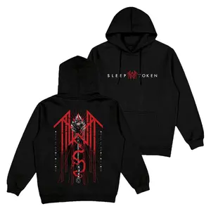 🖤 Interesting Unisex Sleep Token Two-Sided Vintage Hoodie🎶 Tour Graphic Pullover, Trendy Fall-Winter Streetwear, Comfy Casual Party Vibes for Music Fans tiktok shop deals streetwear graphic hoodies
