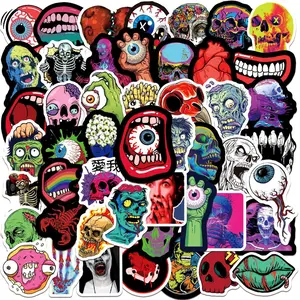 50Pcs Horror Eyeball Skull Stickers Zombie Thriller Halloween Graffiti Stickers for DIY Luggage Laptop Skateboard Motorcycle Bicycle Stickers Sticker Decals Truck Sticker Sticker for Cars