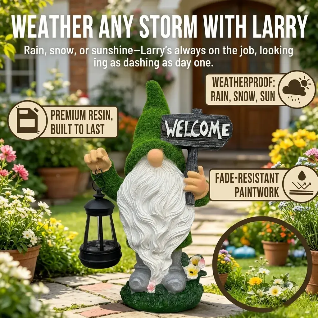 Outdoor Garden Gnomes with LED Solar Light -  Spring Gnome - Funny Decor for Grandmother & Mom - Home, Yard, Patio - Solar Lantern Statue - Birthday Gift