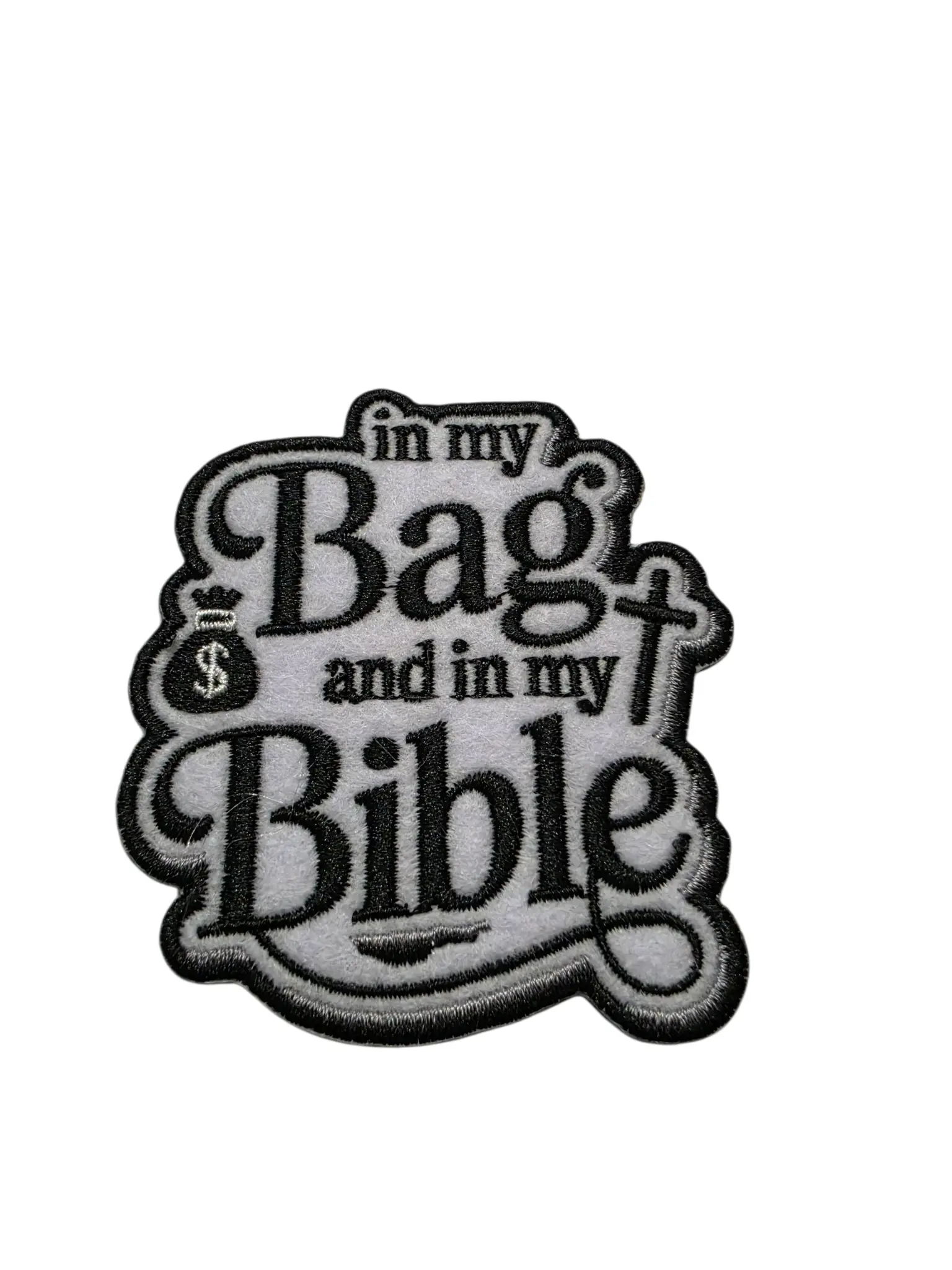 Patch Party Club "In My Bag and In My Bible" 3-Inch Inspirational Embroidered Iron-On Patch for Clothing, Jackets, Hats & Bags