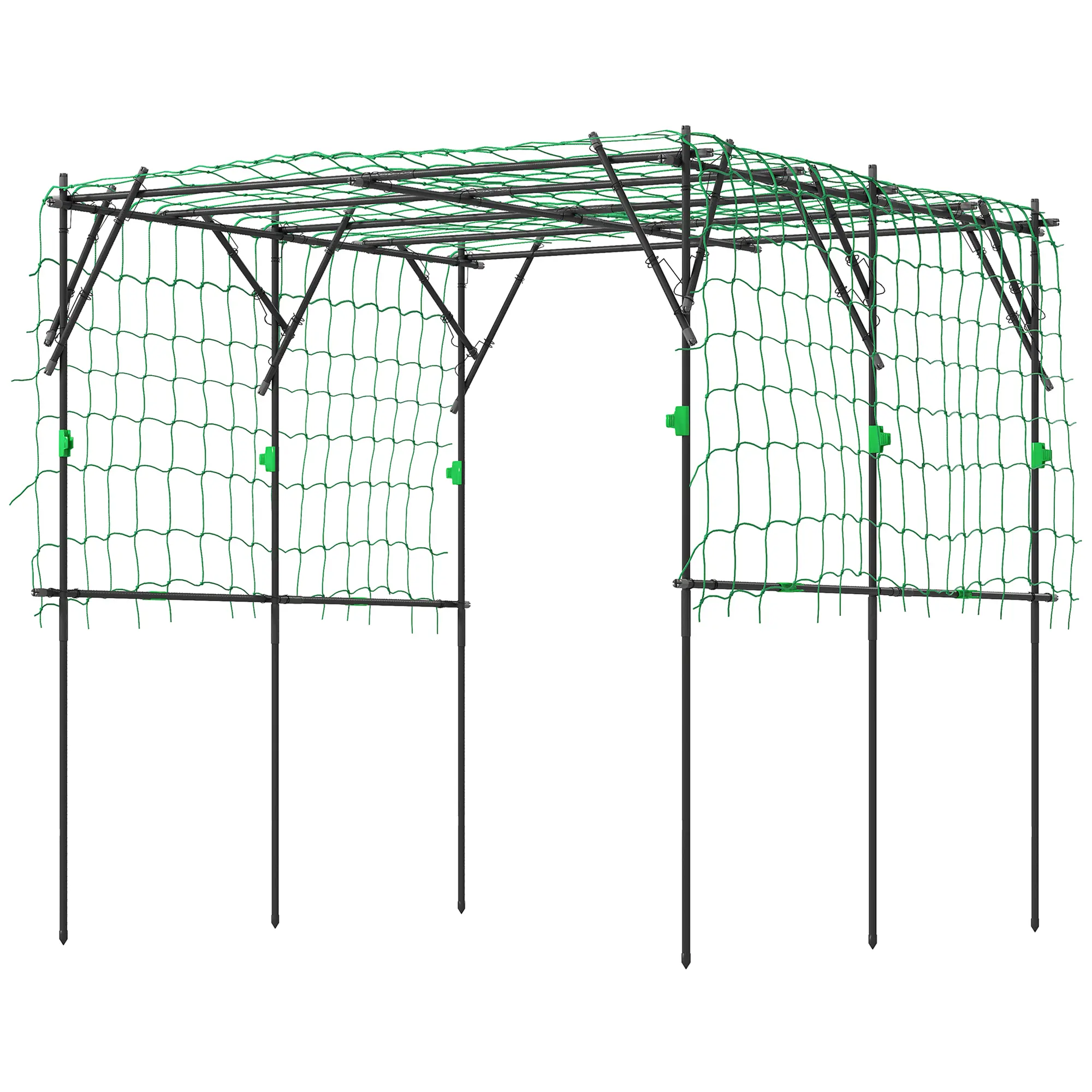 7.3 ft Black Metal Garden Arch Trellis - PE-Coated Steel Frame, Triangular Support, Climbing Net for Outdoor Cucumber, Tomato Climbing Vegetables (Home Improvement, Garden Supplies)
