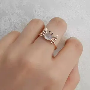 Cute and Fun Ocean-Themed Crab Decorative Open Ring, Versatile Accessory for Daily Wear, Holiday Gift