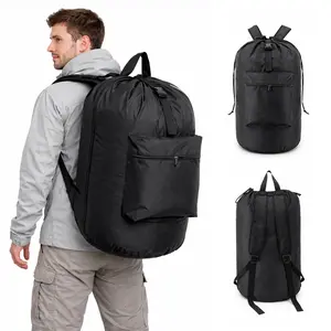 120L Heavy Duty Laundry Bag Backpack, Laundry Basket Bag, 420D Oxford Fabric, Large Travel Laundry Bags, Drawstring, Shoulder Straps, Zip Pockets, 120L, College Dorm, Apartment, Laundromat