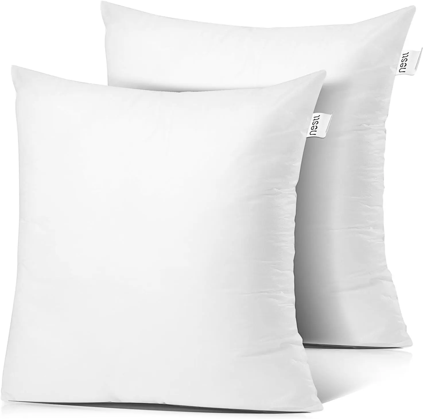 NESTL Pillow Inserts - 2-Pack Cotton Blend Polyester Fibre Flat Weave Breathable Plush Washable Decorative Pillows for Couch, Living Room Room Decor, House Decor