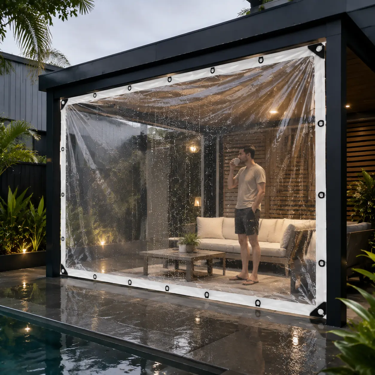 10×13 ft Heavy-Duty Waterproof Transparent Cover, Rain-Proof Dust-Proof Protective Cover with Circular Fixing Holes, Thickened Edges & Lightweight Design, Suitable for Greenhouses, Patios & Outdoors dustproof protection reinforce rivet