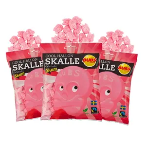Bubs Swedish Candy Cool Raspberry Foam Skulls 3 Pack 90g Vegan Sour Treats Light Airy Texture Guilt-Free Snacks Bonbon
