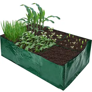 Fabric Raised Garden Bed Seeder, 35 Gallon Plant Planting Bag with 6 Grids and Drainage Holes, Vegetable Seeder, Rectangular Garden Vegetable Container, Outdoor Flower and Fruit Fabric Basin, Gift for Summer, Portable Garden Planters