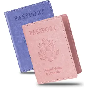 2 Pcs Passport holders，Ultra Slim passport wallet，PU Leather Passport Cover for Women and Men