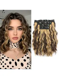 4 Piece Set Hair Clips Water Wave Wig Extensions Short Curly Wave Wig Extensions, Stylish & Durable Design, Perfect for Daily Use