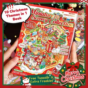 [Christmas Sticker Scene Bargain] Multi Sets of Christmas Sticker Scenes, Tweezer+Extra Freebies Inculded, 3D Minature Room Sticker, DIY Cute Sticker Pack, Christmas Stickers, Holiday Decoration, Best Christmas Gift, Girls Favorite, Christmas Giftlists