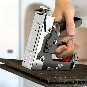 1pc Heavy-Duty 4-in-1 Manual Nail Gun Kit, Versatile Stapler for T, U, I & P Shaped Nails, Durable Metal Construction for DIY Projects Tool Hardware