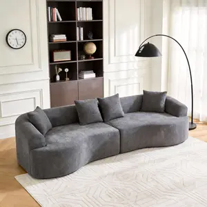 Eyisean 106.2" Chenille Modular Sectional Sofa, Modern 4-Seater Curved Boneless Couch with Pillows, Comfy Compression Sleeper Sofa with Deep Seat, Half Moon Couches for Living Room, Apartment, Bedroom, High-Density, No Assembly Required